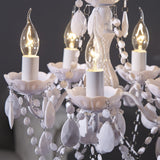 Rétro lustre en acrylique "POMP" | Ø 40 cm, blanc, 5 tambours branches | suspension style baroque