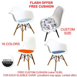 Decopresto Lot 2 x Chaise Design Scandinave Retro Creme Pieds Acier Metal Chrome DP-DSR-CR-2P