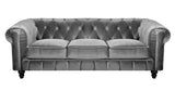 Mobilier Deco Canapé Chesterfield 3 Places Gris en Velours