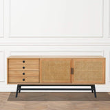 Robin des bois - Buffet Enfilade Chêne, 2 Portes cannées, 2 tiroirs, LALALA, 180 cm
