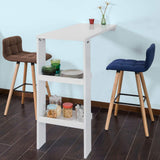 SoBuy® FWT55-W Table de Bar Murale Table Haute de Bar Mange-Debout Cuisine avec 2 étagères de Rangement - Blanc