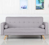 Menzzo Canapé Convertible scandinave Slow Lit, Tissu, Gris Clair, 186 x 75 x 89 cm