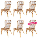 Lot de 6 chaises Elise en rotin