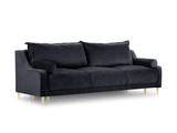 Milo Interiors Velvet Sofa with Bed Function and Box, Zora, 3 Seats, Dark Blue, 215x94x90