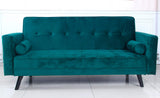 Menzzo Slow Canapé Convertible, Velours, Vert, 186