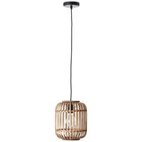 Suspension 1 ampoule E27 max. 40 W - Métal/rotin - Marron clair