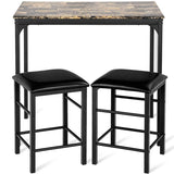 COSTWAY Ensemble de Table et 2 Chaises Cuisine Set Table Chaises Rectangulaire Salle à Manger en Bois+Eponge 90 x 60 x 82 cm et 35 x 35 x 50.5 cm