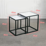XWZJY Marbre Nordique Tables gigognes, Table Basse 2 pièces, Carré Table d'appoint empilable pour Le Salon Accueil, 40 x 40 x 45 cm + 45 x 45 x 50 cm