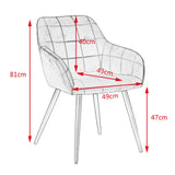 WOLTU Lot de 2 Chaises de Salle à Manger avec accoudoirs, Chaise de Salon Structure en métal et Assise en Velours,Noir BH93sz-2