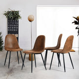 FITATHOME Lot de 4 Chaises Tendance Scandinave Rétro Vintage Suède Marron Pied Métal Noir Salle à Manger Salon Bureau Chambre