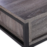 Homcom Console Table d'appoint Design Industriel dim. 120L x 30l x 81H cm 2 tiroirs étagère Acier Noir Panneaux Particules Bois Gris