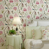 LianLe Papier Peint Forêt Mystique Fleurs Oiseaux Papillons Wall Papper Décoration Mural,A