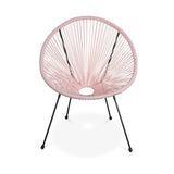 Alice's Garden Fauteuil Acapulco Forme d'oeuf - Rose Pale - Fauteuil 4 Pieds Design rétro, Cordage Plastique, intérieur/extérieur