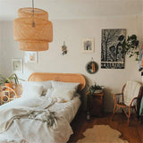 RDYL Manuel Moderne Tissage créatif Bambou Lampe Pendentif en Bambou/rotin Tissage Suspension Lampes E27 lanternes lustres Salon Hôtel Restaurant Transition lumière pendante,50cm