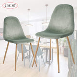 Lot de 2 Chaises Velours Scandinaves,Chaise de Forme Ergonomique avec Dossier Doux et Coussin Incurvé-Pieds en Bois de Hêtre Massif pour Salle à Manger,Patio,Salle de Café,Jaune,44.5*47*85.5cm