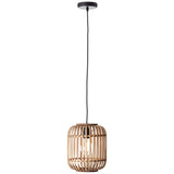 Suspension 1 ampoule E27 max. 40 W - Métal/rotin - Marron clair