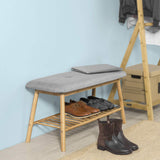 SoBuy FSR24-K-HG Banc Rembourré Design avec 1 Étage de Rangement, Meuble d'Entrée Banquette Confortable
