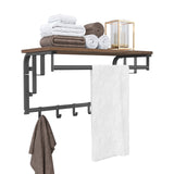 VASAGLE Porte-Manteau Mural avec étagère de Rangement, Vintage, étagère Murale avec Crochets, étagère Murale avec Tringle, 5 Crochets, pour Entrée, Couloir, Chambre, Salle de Bains, Salon LCR12BX