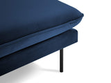 Cosmopolitan Design Velours Méridienne Gauche, Vienna, 1 Place, Bleu Roi, 170x110x95