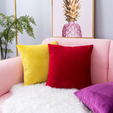 Coussin Canapé en Velours Décoration Chambre Taie d'oreiller Sofa Salon 45 x 45 cm 18"x18" (2 pièces Jaune)