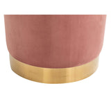 IDIMEX Pouf Ottoman Omero Bout de canapé Repose Pieds Tabouret Rond avec Base en métal doré, siège avec Assise rembourrée en Velours cuivre Rose