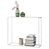 [en.casa] Table Console Table d'Appoint Industriel en Métal Résistant 95 x 110 x 32 cm Blanc Mat