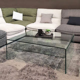 Meubletmoi Table Basse Verre trempé - Design carré avec étagère vitrée - Style Salon Moderne épuré - Ice