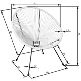 tectake 800729 2 Fauteuils Acapulco de Jardin de Salon Design rétro, pour Un Usage en intérieur et extérieur - Plusieurs Couleurs - (Blanc | no. 403303)