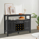 GOPLUS Buffet de Cuisine avec Porte-Bouteille Amovible pour 12 Bouteilles, Tiroir, 2 Placards, pour Cuisine et Salon, 116 x 40 x 82 CM, Noir