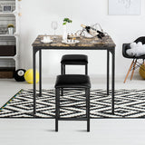 COSTWAY Ensemble de Table et 2 Chaises Cuisine Set Table Chaises Rectangulaire Salle à Manger en Bois+Eponge 90 x 60 x 82 cm et 35 x 35 x 50.5 cm
