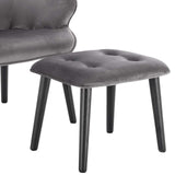WOLTU SKS22dgr Fauteuil de détente Fauteuil Relaxant en Velours et Bois Massif Fauteuil TV avec Tabouret Repose-Pieds,Gris Foncé