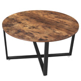 VASAGLE Table Basse Ronde, Table de Salon, Style Industriel, Cadre Métallique Durable, Facile à Assembler, pour Salon, Chambre à Coucher, Marron Rustique LCT88X