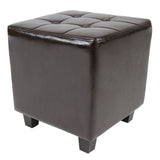 MIADOMODO Fauteuil Chesterfield avec Tabouret - en Bois et Simili Cuir, Éléments Décoratifs en Cuivre, Capacité 100 kg, Couleur au Choix - Chaise, Meubles, Fauteuil Cabriolet, Salon, Maison (Marron)