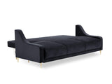 Milo Interiors Velvet Sofa with Bed Function and Box, Zora, 3 Seats, Dark Blue, 215x94x90