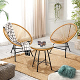 IDMarket - Salon de Jardin Izmir Table et 2 fauteuils Oeuf Cordage Effet rotin