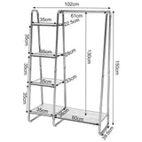 EUGAD 0134XJYJ Portemanteau Portant avec étagères de Rangement penderie de vêtement en MDF et métal 102x40x150cm hêtre foncé
