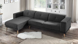 Bobochic LUNA Canapé d'Angle Gauche Fixe 3 places  avec Pouf Gris Foncé, 308 x 166 x 75 cm