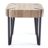 Table Basse de Salon KOS T574, certifié FSC, 52x50x50cm ~ chêne Sauvage, Pieds foncés en métal