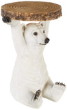 Kare Design Table d'appoint Animal, Petite Table Basse Ronde, Aspect Bois, Figurine Animale comme Fantaisie,  Ø37cm, Ours Polaire, 53x37x37cm