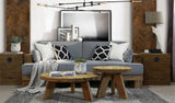 Meubletmoi Canapé 3 Places en pin recyclé et Tissu Gris - déco Montagne Rustique - Collection Chalet