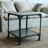 Jcnfa-Tables Table Basse Industrielle LOFT Américaine, Table Basse À roulettes en Fer, Table D'appoint Canapé Créatif, Table Basse Carrée avec Rivets, Noir