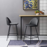WOLTU 2 Tabourets de Bar Design avec Velours Assise,Tabouret de Cuisine Structure en métal,Gris BH192gr-2