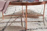 FineBuy Table Basse Rond 82,5 x 40 x 82,5 cm Apparence De Marbre Noir | Table d'appoint Conception Moderne | Table De Sofa Structure Métallique Cuivre | Table De Salon Grand Verre De Sécurité Acier