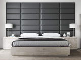 VANT - Panneaux muraux d'appoint rembourrés - Paquet de 4 - Facile à Installer - Double - Tête de lit King Size (Charbon en Cuir Noir Ancien, 76cm de Large)