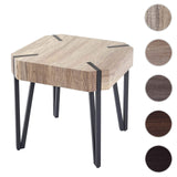 Table Basse de Salon KOS T574, certifié FSC, 52x50x50cm ~ chêne Sauvage, Pieds foncés en métal