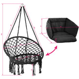 TecTake 800708 Fauteuil Suspendu Relax Design de Jardin en Coton, 1 Place, Intérieur et extérieur, Coussins Confortables Inclus - Couleur au Choix - (Noir | no. 403203)