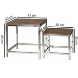 Wohnling WL1.308 Sheesam Tables d'appoint en Bois Massif 45 x 45 cm et 35 x 35 cm