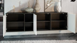 Vladon Buffet Armoire Cuba, Corps en Noir Mat/Façades en Chêne Nature