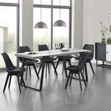 [en.CASA] Table de Manger Table de Salle à Manger Table de Cuisine Table de Bureau ﻿﻿﻿﻿﻿180cm x 80cm x 77cm MDF furniert et Acier revêtu par Poudre Effet béton