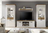 Maisonnerie 1491-131-61 Vitrine Armoire Toronto Style Campagnard Blanc Pin décor, Noyer Satin LxHxP 80x210x42 cm